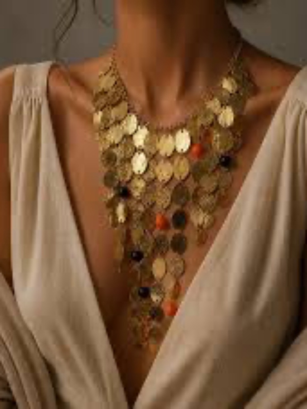 NWT Zara Beaded Coin Waterfall Necklace